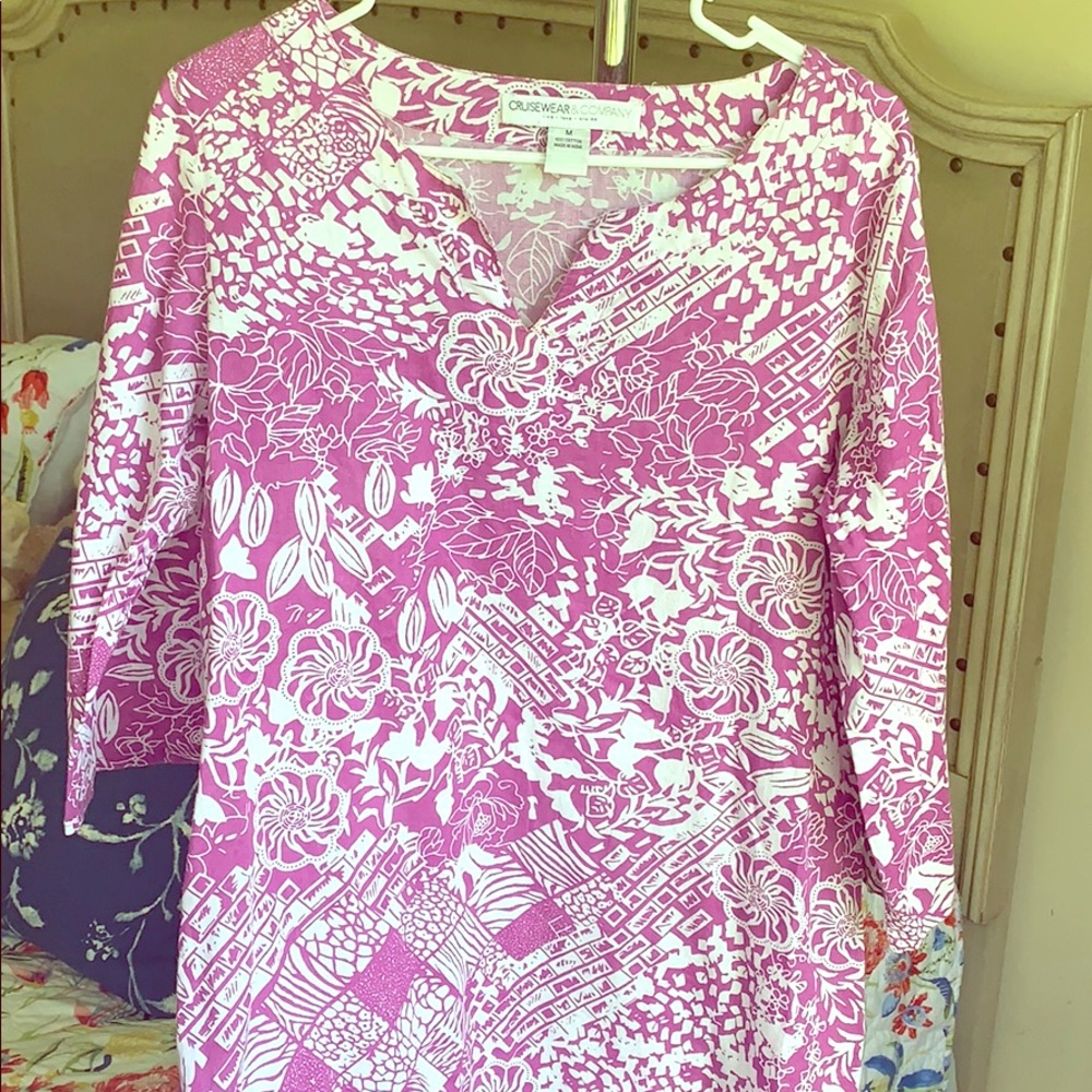 Purple bathing suit cover up.